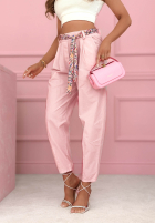 din material textil Pantaloni z paskiem Soft Blossom mokka