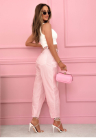 din material textil Pantaloni z paskiem Soft Blossom mokka