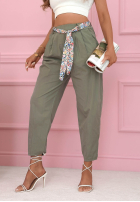 din material textil Pantaloni z paskiem Soft Blossom mokka