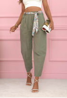 din material textil Pantaloni z paskiem Soft Blossom mokka