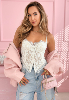Gorsetowy Top  z koronką Chloe bej
