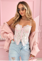 Gorsetowy Top  z koronką Chloe bej