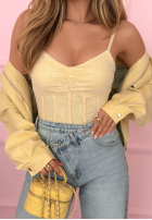 Gorsetowy Top  na ramiączkach Hello Beautiful ecru