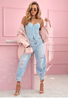 Gorsetowy Top  z koronką Chloe bej