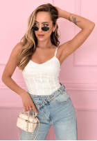 Gorsetowy Top  na ramiączkach Hello Beautiful ecru