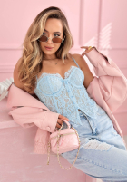 Gorsetowy Top  z koronką Chloe bej