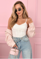 Gorsetowy Top  na ramiączkach Hello Beautiful ecru