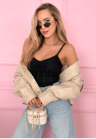 Gorsetowy Top  na ramiączkach Hello Beautiful ecru