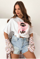 Tricou z nadrukiem Puppy biało-różowy