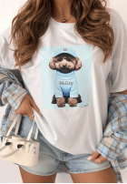 Tricou z nadrukiem Puppy biało-różowy