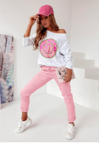 Pantaloni din material textil Wind roz deschis