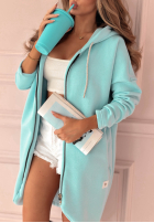 Długa Hanorac z kapturem Peaceful Mind albastru azuriu