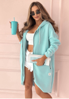 Długa Hanorac z kapturem Peaceful Mind albastru azuriu