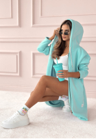 Długa Hanorac z kapturem Peaceful Mind albastru azuriu