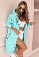 Długa Hanorac z kapturem Peaceful Mind albastru azuriu