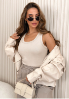 Tricou z dekoltem Azurio mokka