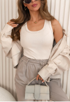 Tricou z dekoltem Azurio mokka