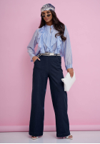 Pantaloni z paskiem Arianna albastre