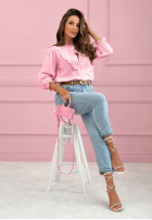 Cămașă z koronkowymi falbankami Sweet Lace roz pudră
