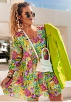 Kwiecista Rochie z falbankami Flower Season galben