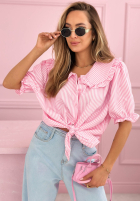 Cămașă z kołnierzem w paski Kaya albastru azuriu