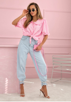 Cămașă z kołnierzem w paski Kaya albastru azuriu