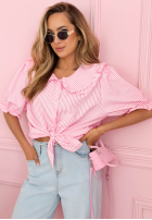 Cămașă z kołnierzem w paski Kaya albastru azuriu