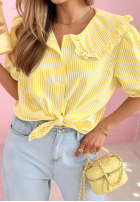 Cămașă z kołnierzem w paski Kaya albastru azuriu