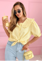 Cămașă z kołnierzem w paski Kaya albastru azuriu