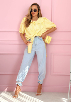 Cămașă z kołnierzem w paski Kaya albastru azuriu