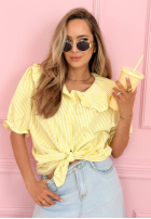 Cămașă z kołnierzem w paski Kaya albastru azuriu