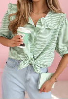 Cămașă z kołnierzem w paski Kaya albastru azuriu