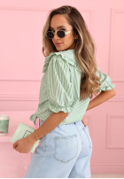 Cămașă z kołnierzem w paski Kaya albastru azuriu