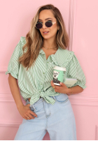 Cămașă z kołnierzem w paski Kaya albastru azuriu