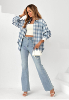 Pantaloni din denim dzwony Denim Elegance albastre