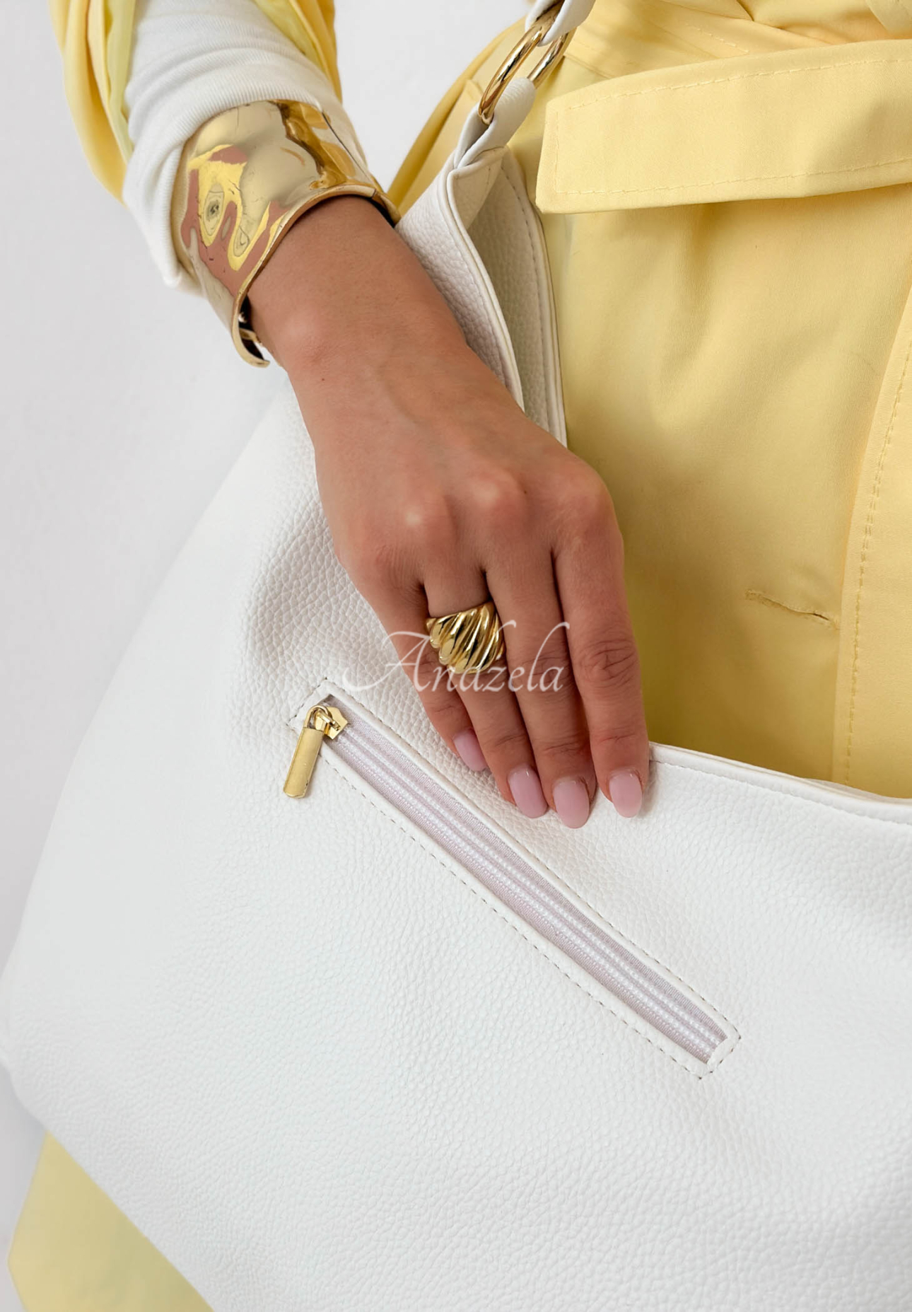 Geantă din piele cu breloc Arlette