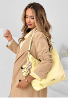 Skórzana Geantă z brelokiem Arlette ecru