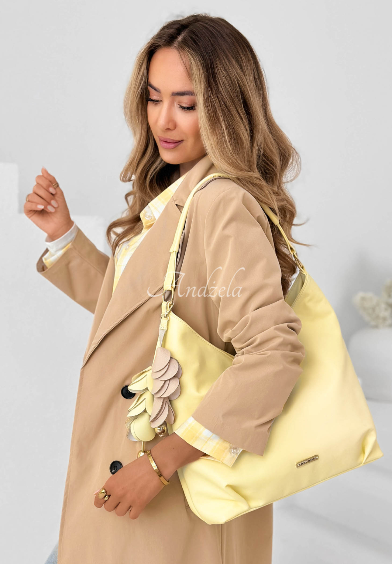 Geantă din piele cu breloc Arlette