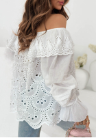 Ażurowa Bluză Cu croială spaniolă Summer Seaside bej