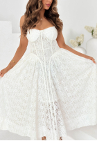Koronkowa Rochie maxi z gorsetową górą Summer Amour albă