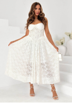 Koronkowa Rochie maxi z gorsetową górą Summer Amour albă