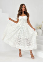 Koronkowa Rochie maxi z gorsetową górą Summer Amour albă