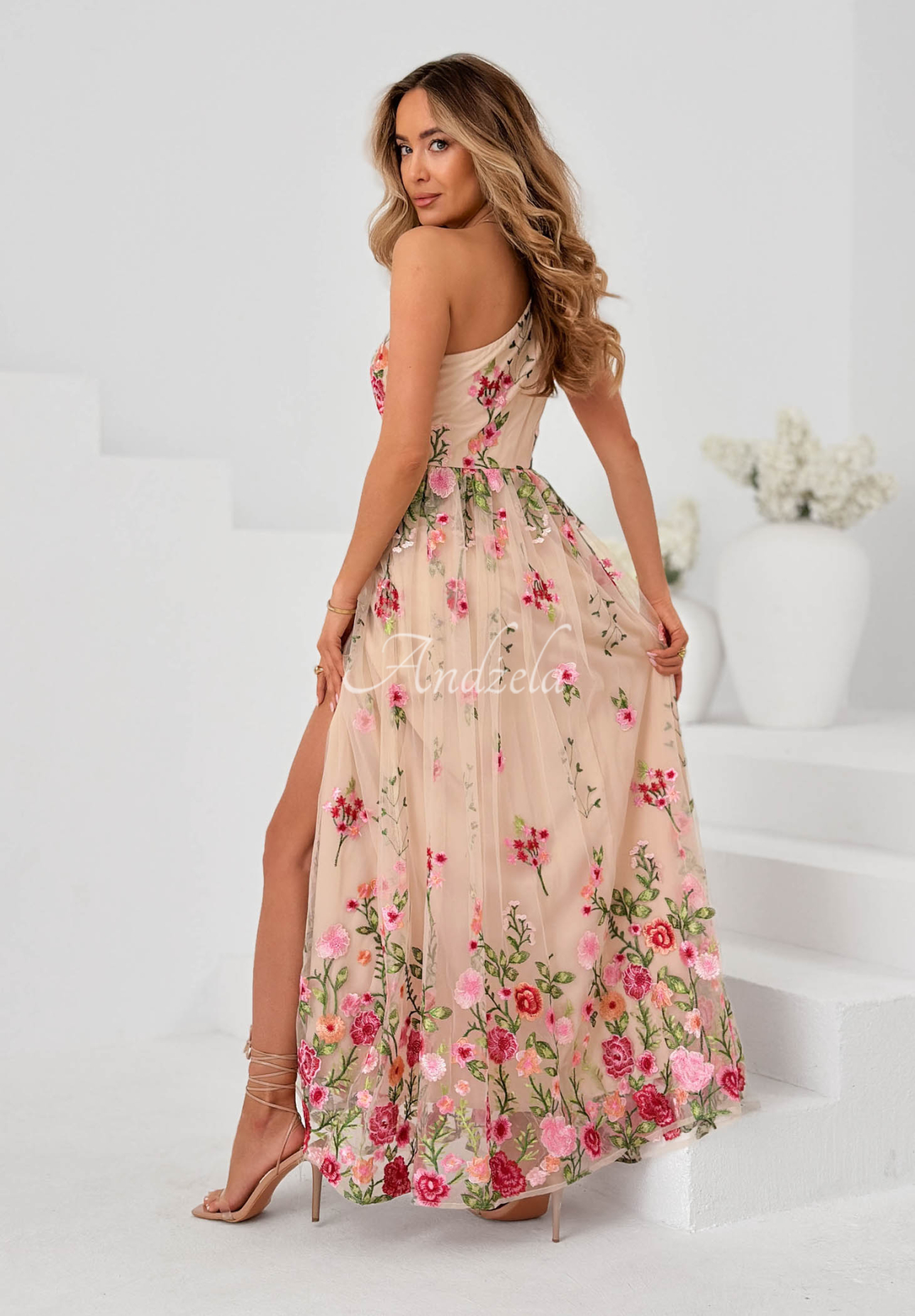 Rochie maxi din tul cu flori brodate Fairy Bloom