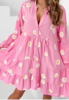 Rochie z falbankami i kwiatowymi naszywkami Cute Daisy albastru azuriu