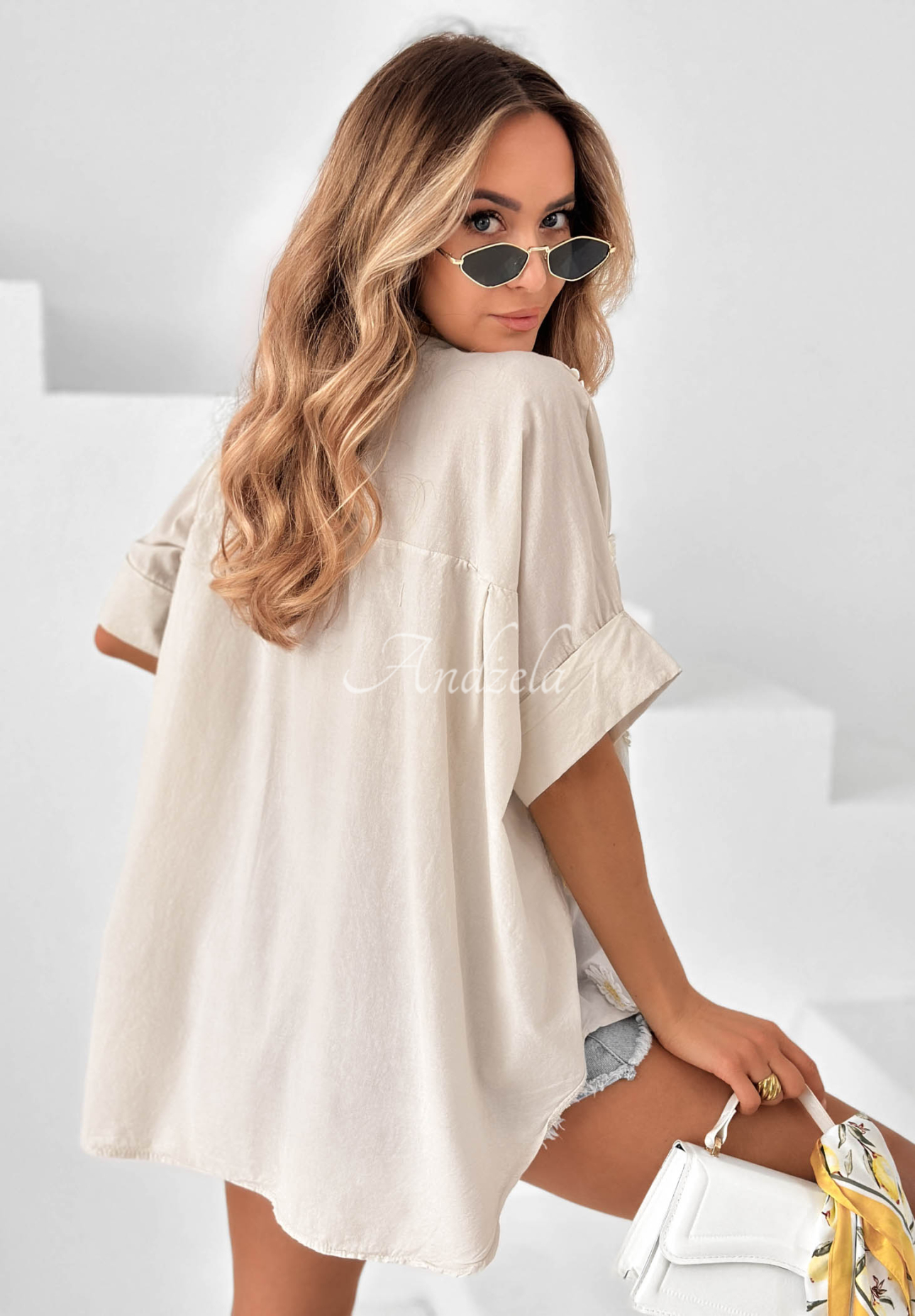 Cămașă din bumbac cu aplicații florale Cute Daisy