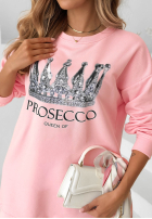 Rochie din bumbac tip trening cu imprimeu Queen Of Prosecco