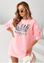 Rochie din bumbac tip trening cu imprimeu Queen Of Prosecco