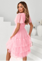 Tiulowa Rochie midi z falbankami Pretty Princess roz