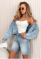 din denim Șorturi Hold Me Close albastre