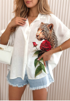Cămașă z nadrukami Wild Rose albă